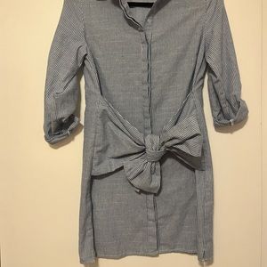 Missguided pinstripe front tie shirt dress